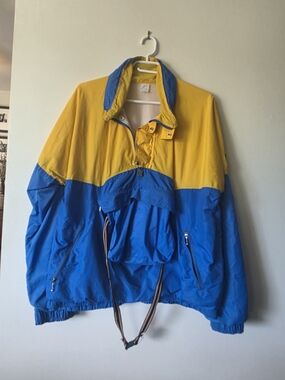 Vintage K-Way 2000 Blue & Yellow Convertable Windbreaker Jacket